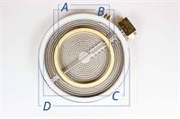 Kogezone, Voss-Electrolux komfur & ovn - 230V/2200W A:135 / B:154 / C:205 / D:228 mm  (dobbeltzone)